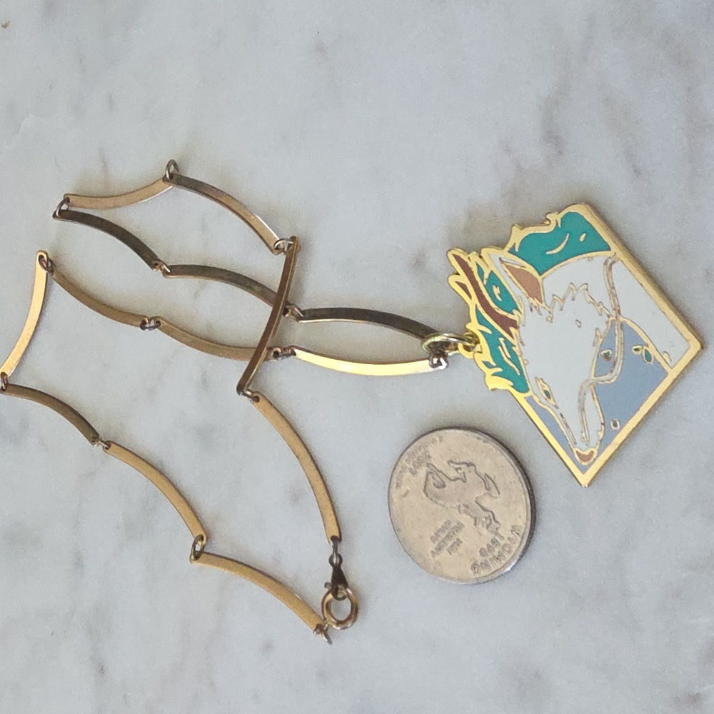 Studio Ghibli Spirited Away Haku Key Fob attached to a Vintage goldtone chain.  - Picture 7 of 9